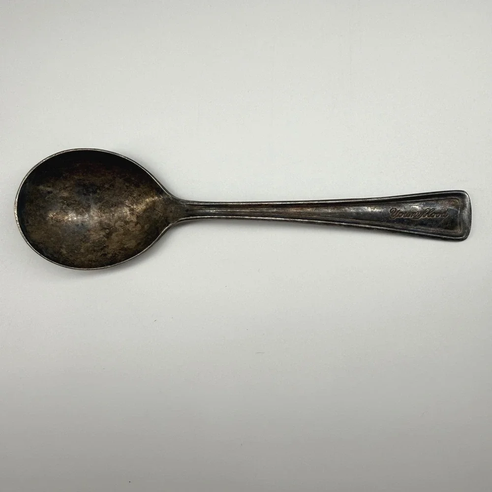 Vintage Victor S Co Youngblood Silverplate Soup Spoon A1 Overlay IS Patina